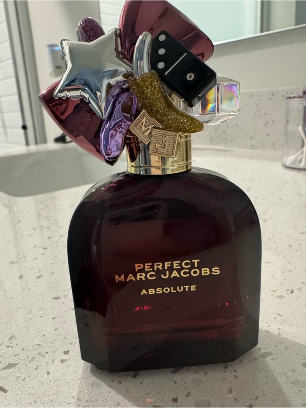 Marc Jacobs Deep Burgundy Decorative Accent Bottle with Metallic Charm Cap